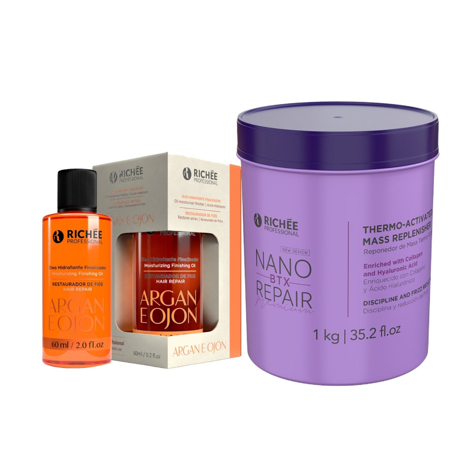 Masque Capillaire Réparateur Richée Nanobtx à La Kératine - 1 Kg / 35,27 Fl Oz - Pour Tous Types De Cheveux